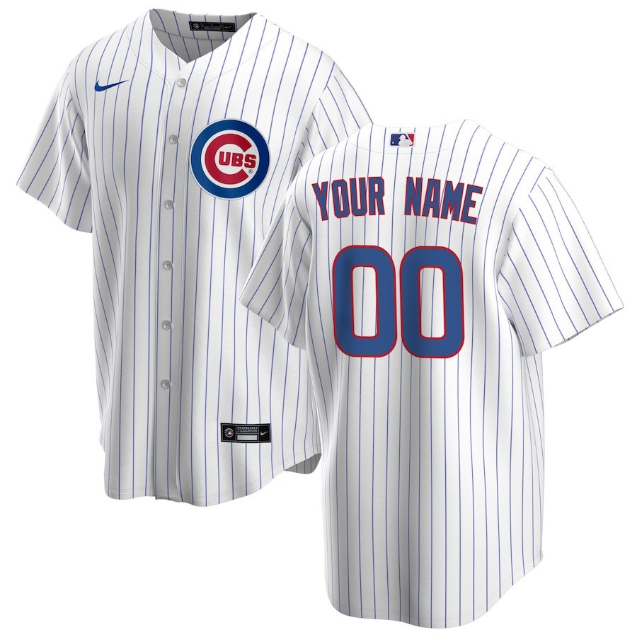 Chicago Cubs Home Custom Men Jersey – White