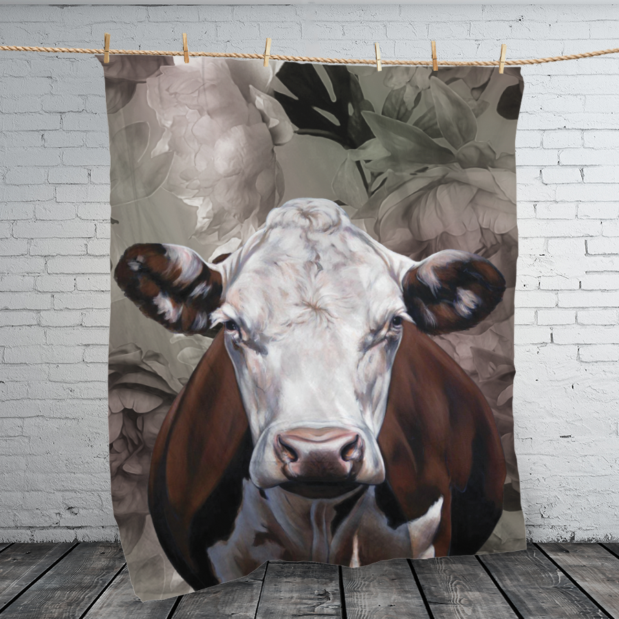 COW AND FLOWERS BLANKET