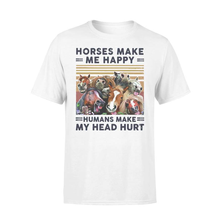 Horses Make Me Happy Humans Make My Head Hurt Vintage Retro T-shirt