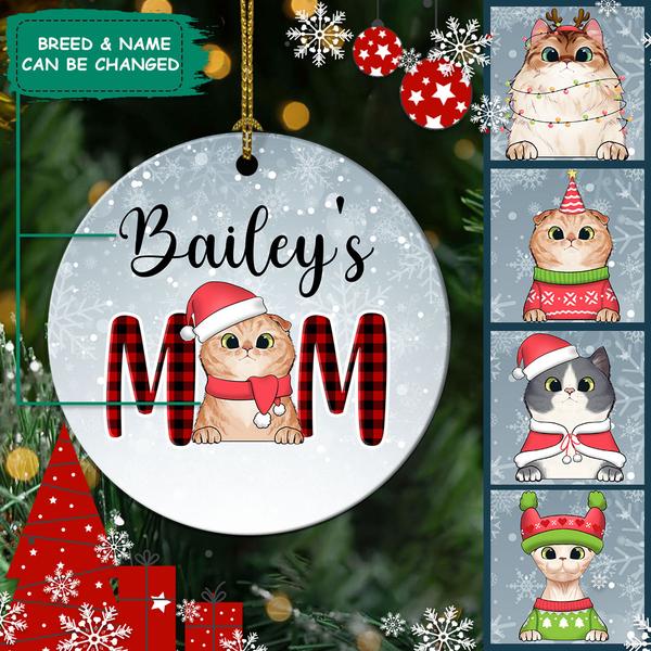 Cat Mom – Cat Lovers Circle Ceramic Ornament – Personalized Decorative Christmas Ornament