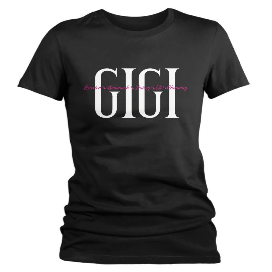 Women’s Personalized Grandma T-Shirt Grandma Shirts Gigi Shirt Names Grandchildren Gift Idea Mother’s Day