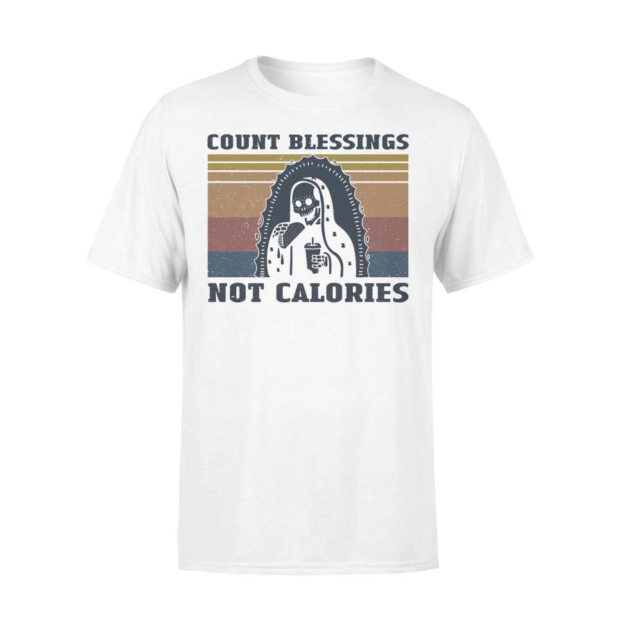 Count Blessings Not Calories Skull Vintage T-shirt