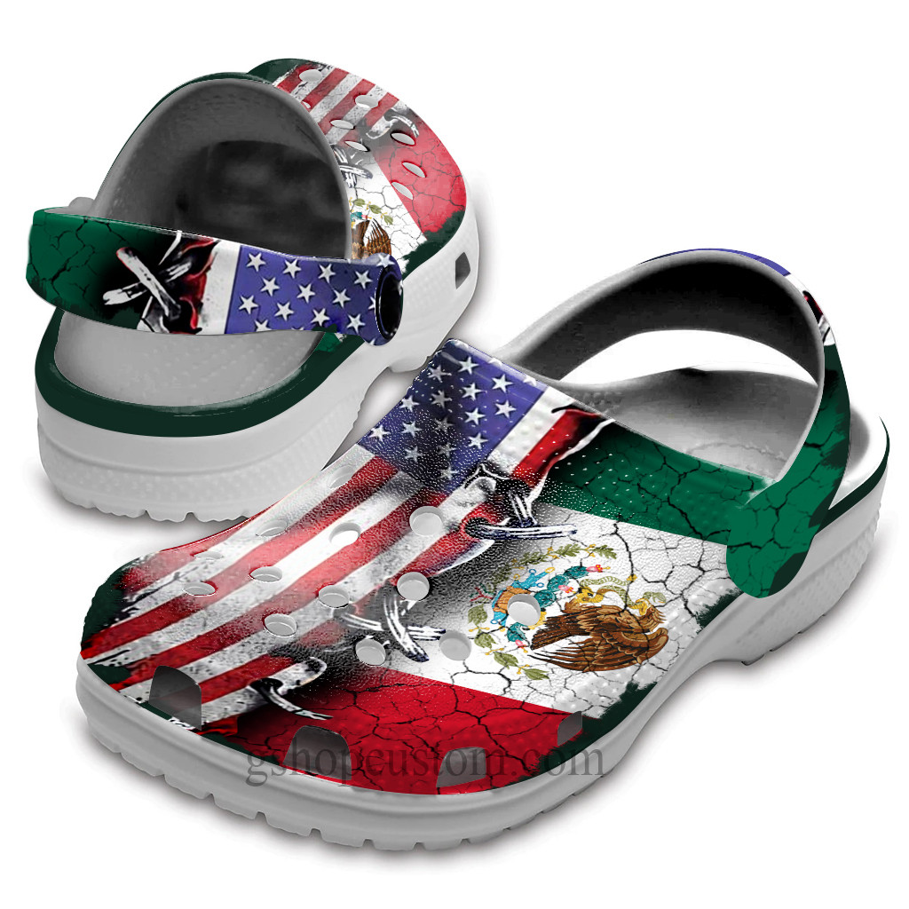 Mexico America Flag Clogs Shoes Clogs Gifts For Women Men Mexican Us – Cr-Mxusf