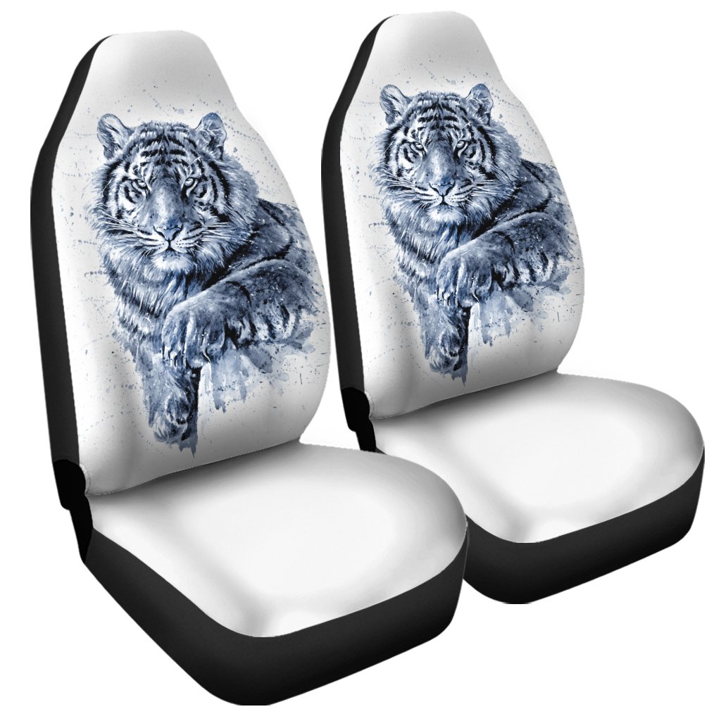 White Tiger Painting Print Universal Fit Car Seat Covers