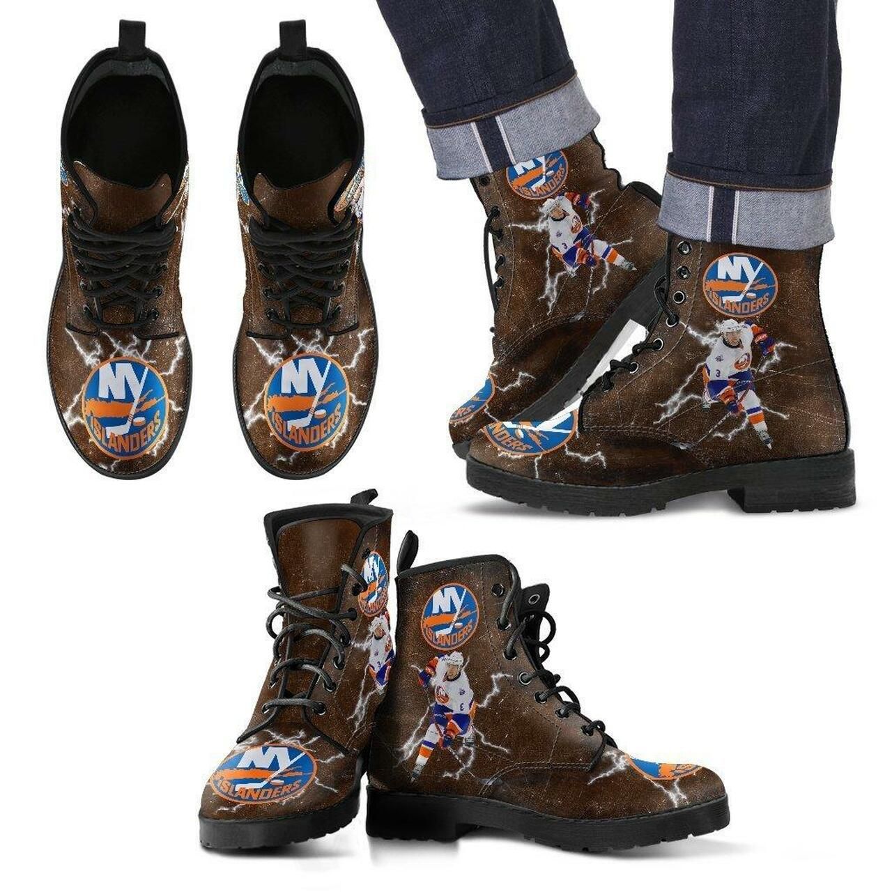 New York Islanders Leather Boots Fashion Women Boots Shoes Shoes3834