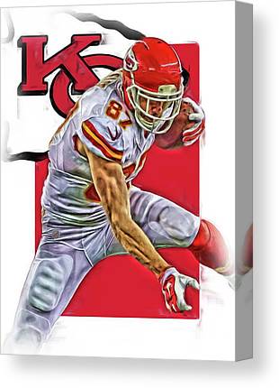 Travis Kelce Kansas City Chiefs Oil Art Joe Hamilton Canvas Print