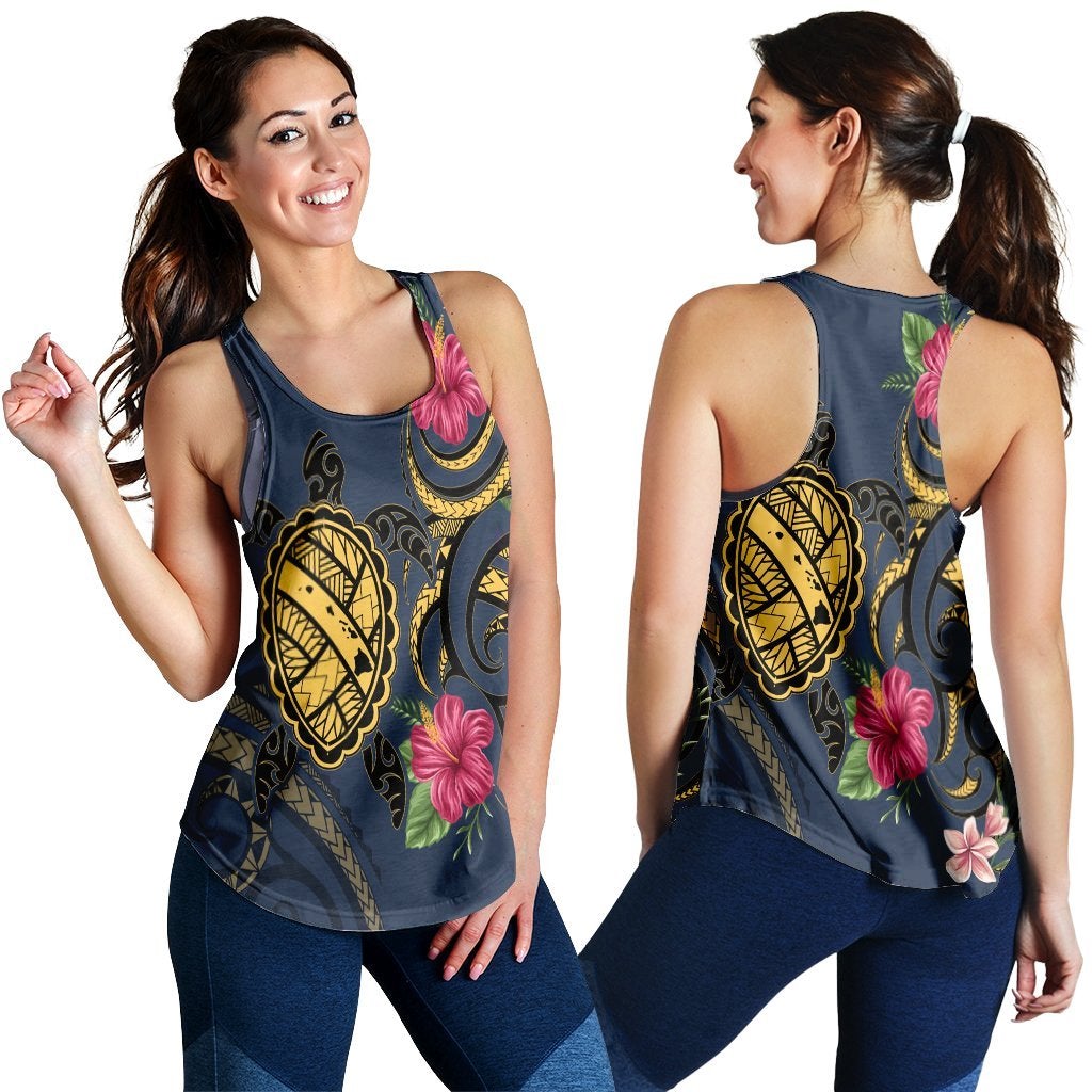 Hawaiian Polynesian Turtle Hibiscus Plumeria Racerback Tank Nane Style Ah Ha46581