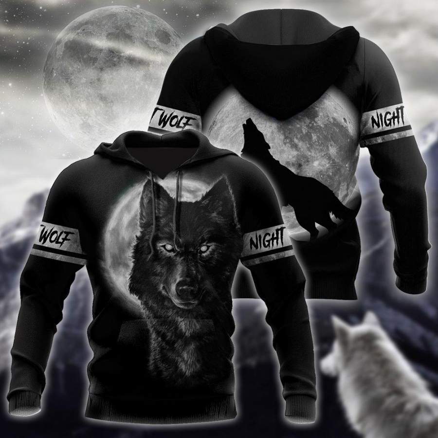 Wolf in Moon 3D All Over Printed Shirt for Men and Women