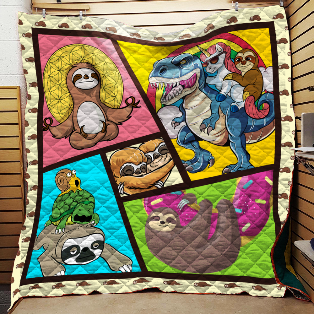 Happy Sloth Quilt Blanket