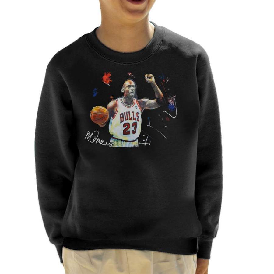 Sidney Maurer Original Portrait Of Michael Jordan Chicago Bulls Basketball Kid’s Sweatshirt