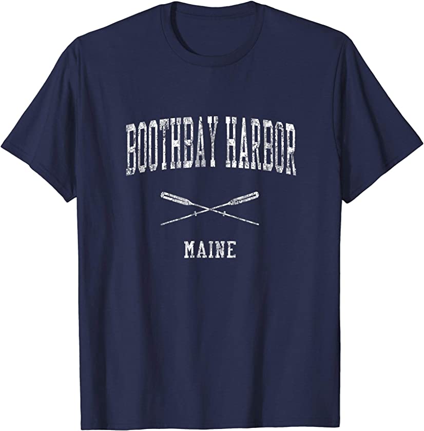 Boothbay Harbor Maine ME Vintage Nautical Sports Design Tee