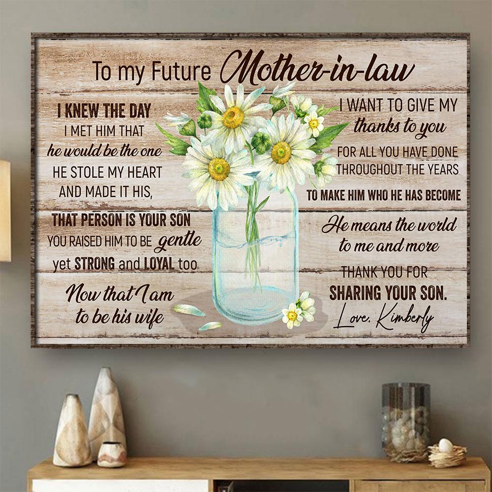 Personalized Gift For Future Mother-In-Law You Raised Him To Be Gentle, Yet Strong And Loyal Too Standard Poster