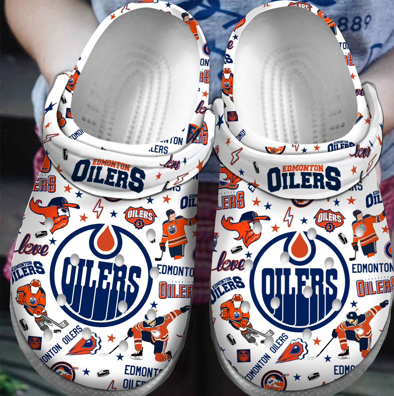 Premium Edmonton Oilers NHL Sport Crocss Crocband Clogs Shoes For Men Women and Kids