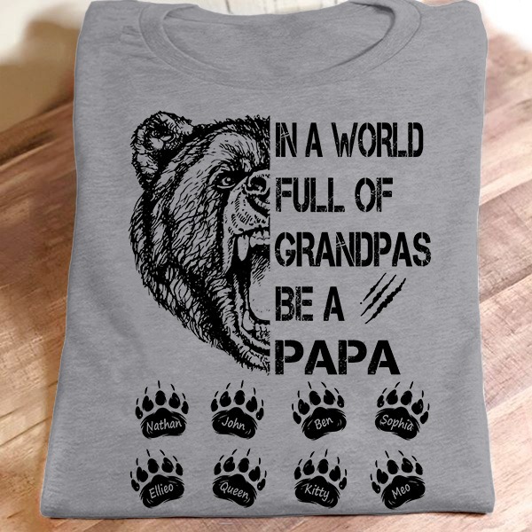 Custom Papa Bear Unisex T-Shirt For Men Women Dad Shirts Fathers Day Gifts Ideas Ht