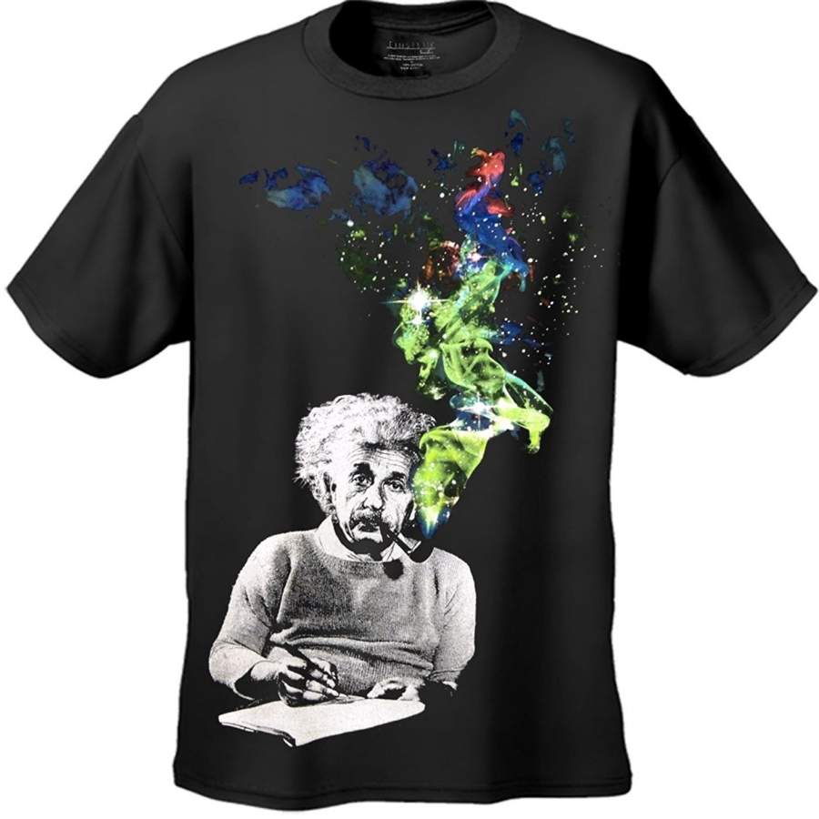 Albert Einstein The Cosmos Funny Scientist Men Cotton Black T-Shirt