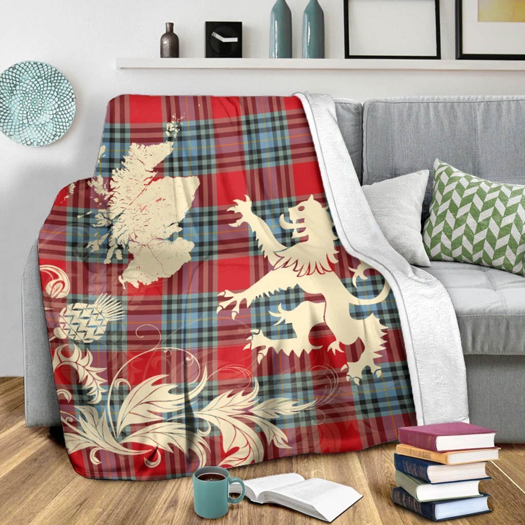 Tartan Blanket Macleay Tartan Scotland Lion Thistle Map Plaid Blanket