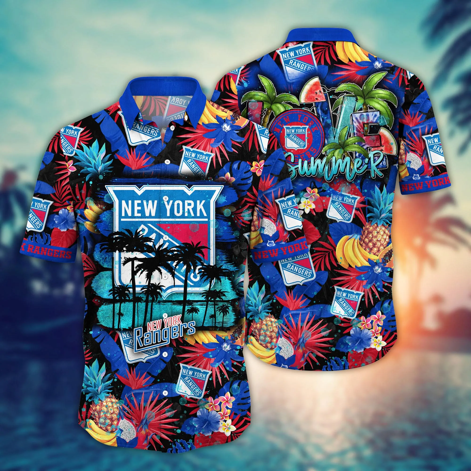 New York Rangers Nhl Hawaiian Shirt Pool Partiestime Aloha Shirt