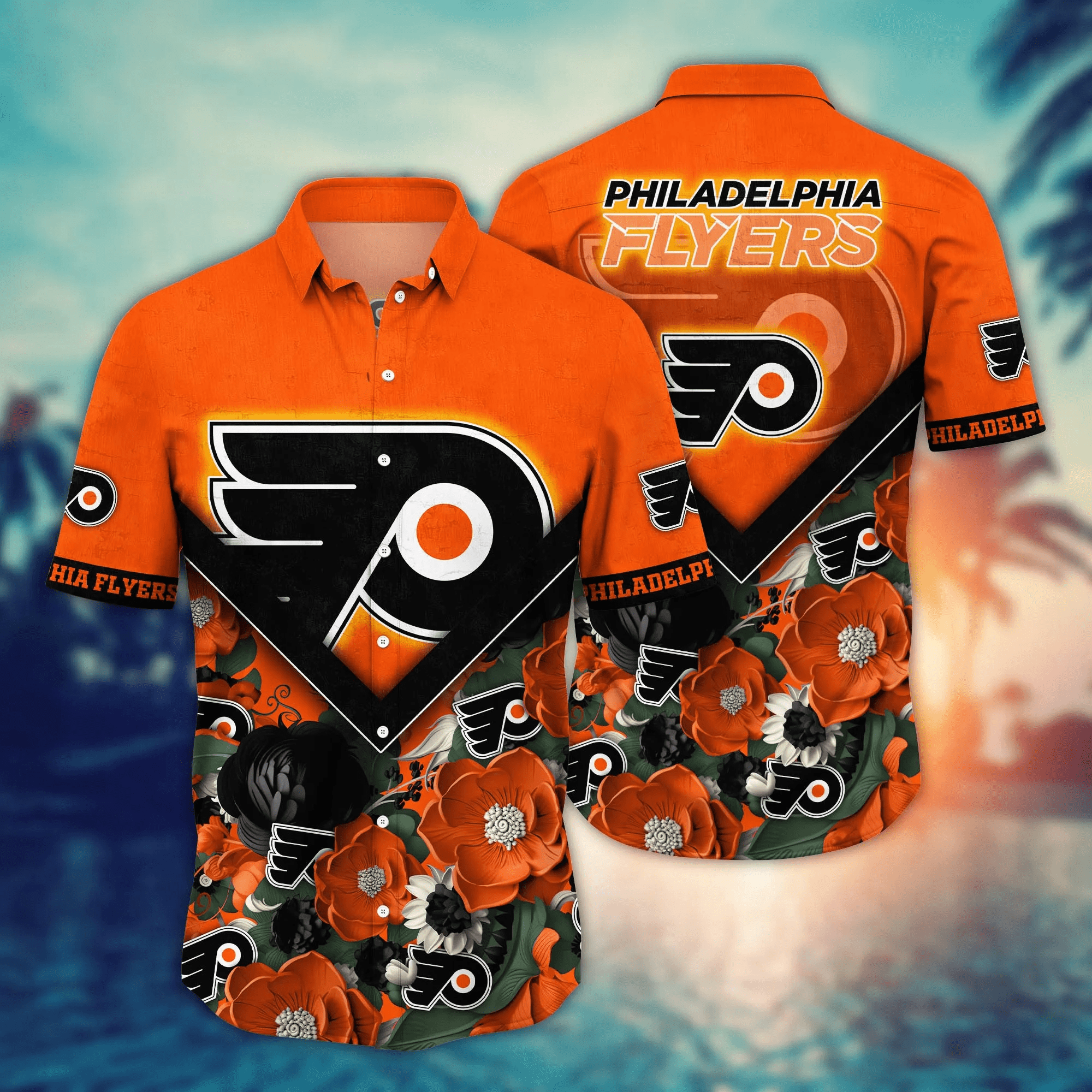 Philadelphia Flyers Nhl Hawaiian Shirt Custom Sundown Aloha Shirt