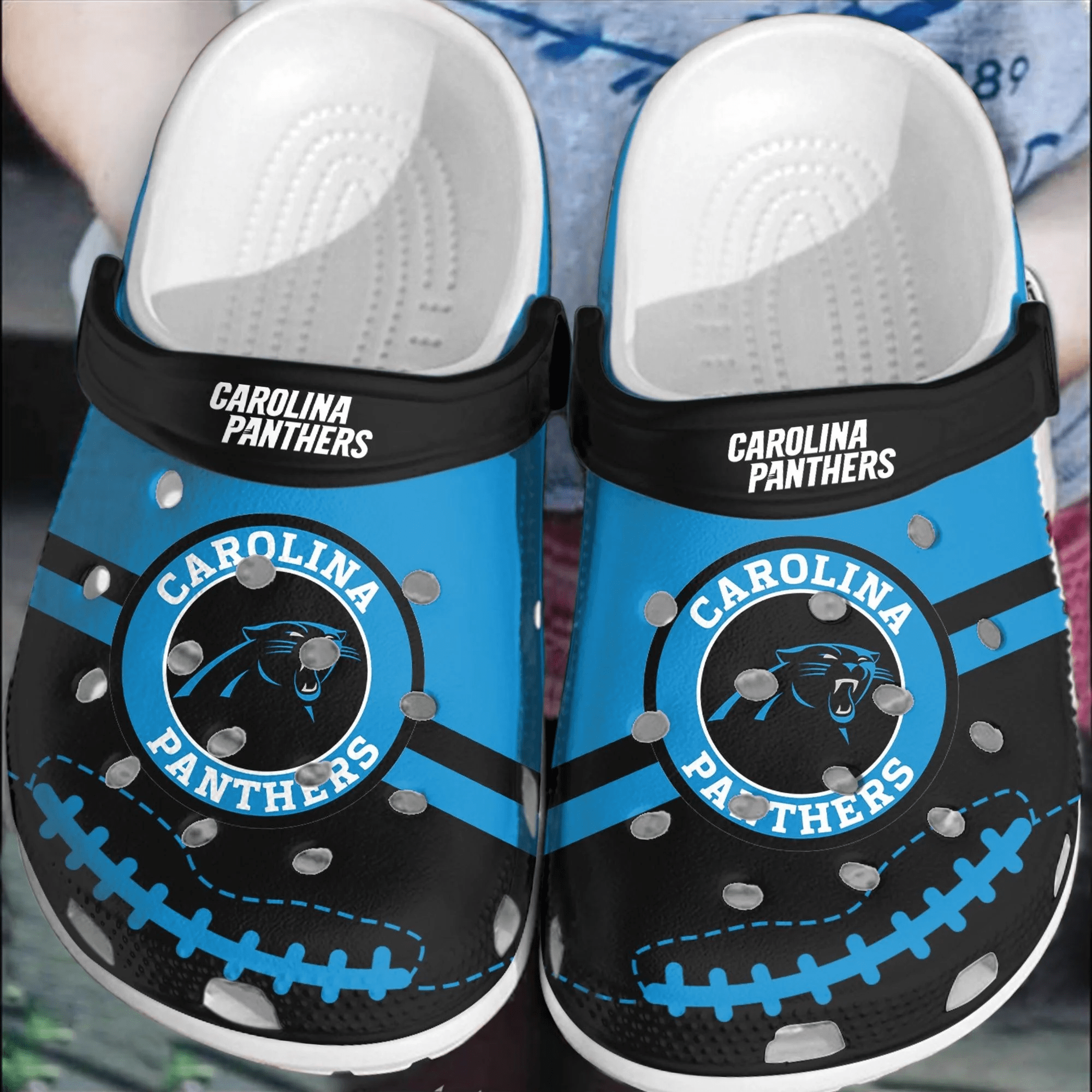 NFL Carolina Panthers Football Crocss Comfortable Clogs Shoes Crocband For Men Women