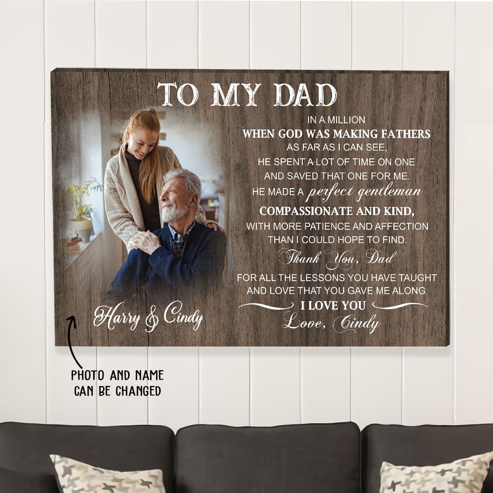 When God Was Making Fathers – Personalized Custom Photo Matte Canvas