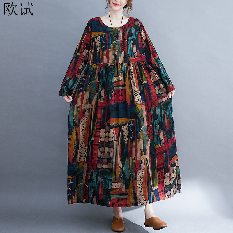 Summer Spring Women Vintage Long Sleeve Floral Dress Woman Clothing Casual Femme Dress Ladies New Arrival Fashion Dress 2021 alx