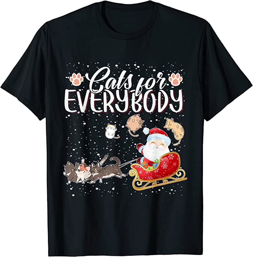 Womens Cats For Everybody Ugly Christmas Cat T-Shirt