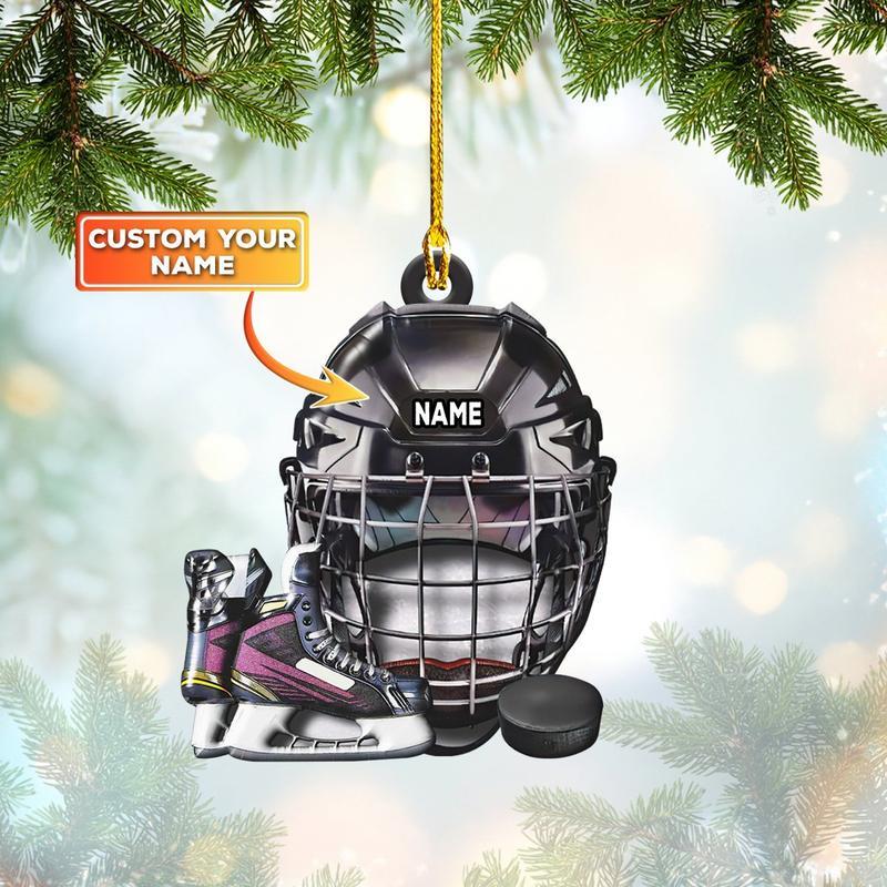 Personalized Hockey Helmet Custom Name Ornament Shaped Ornament