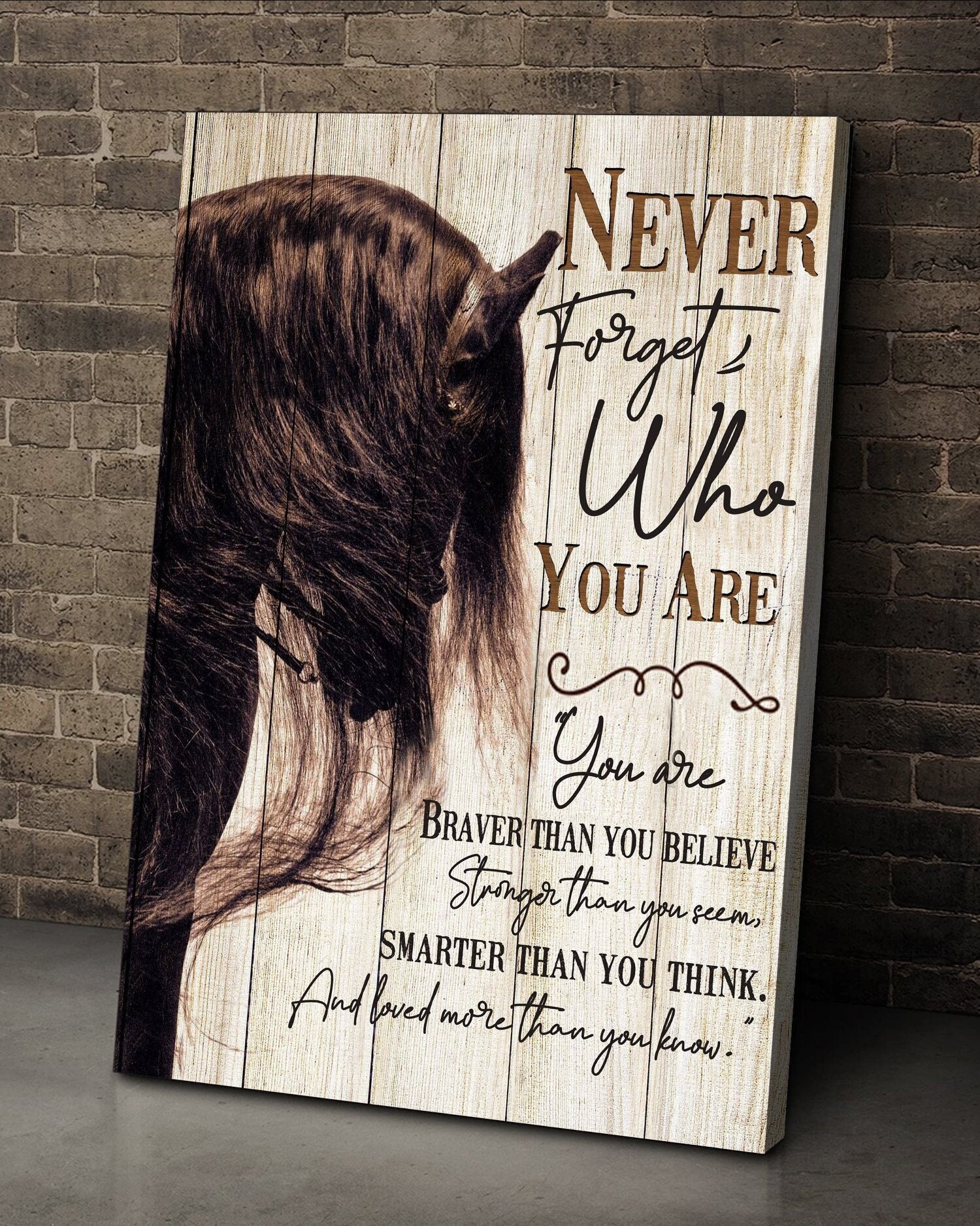 & Canvas | Horse Never Forget Who You Are, Family Motivational Sign Wall Art, Christmas Wedding Anniversary Gift, Home Decor