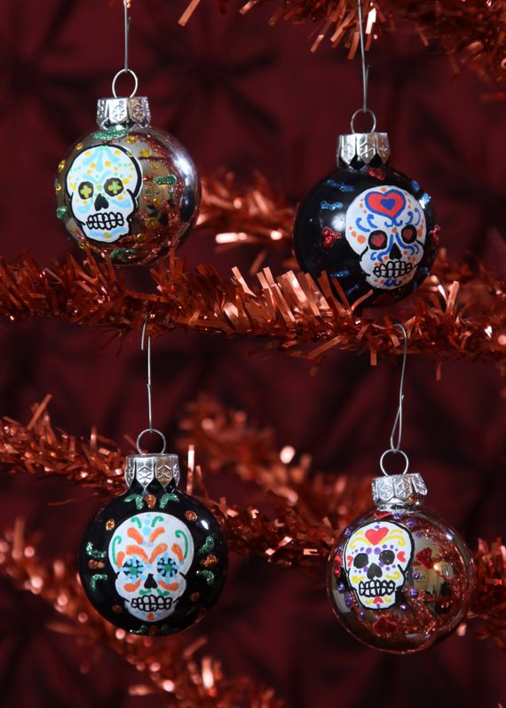 Sugar Skull Christmas Ornaments. Day Of The Dead