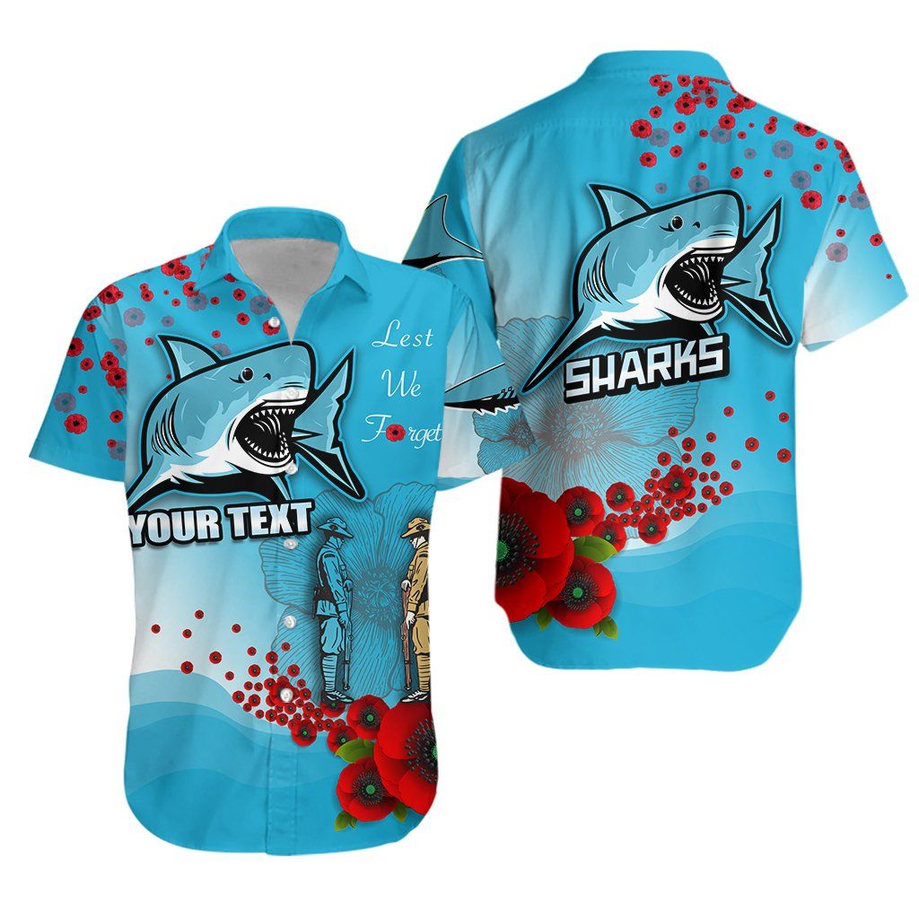 Anzac Sharks Hawaiian Shirt Cronulla Lest We Forget K13