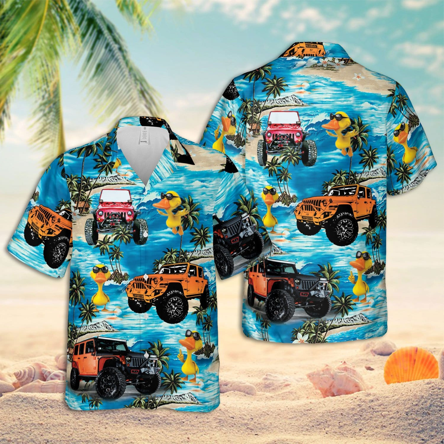 Hawaii Aloha Shirts Jeep Beach I Dont Give A Duck Ha66090