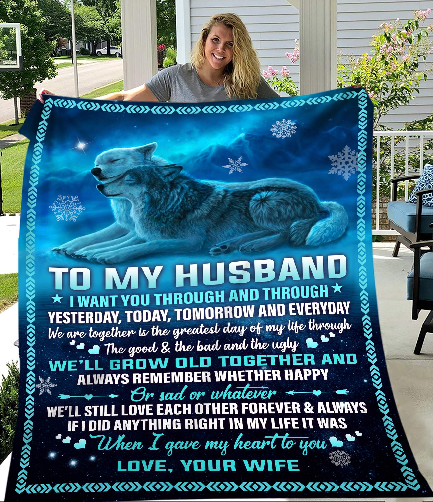 To My Husband We’Ll Grow Old Together, Wolf Fleece Blanket – Quilt Blanket, Gift For Couple, Gift From Wife To Husband, Home Decor Bedding Couch Sofa Soft And Comfy Cozy