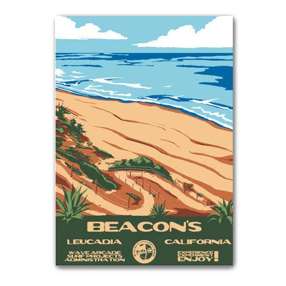 Beacon’S Leucadia Ca, Gift For Beach Lovers, Surfing Poster Wall Decor, Poster Gift Decor Home Decor Wall Art Visual Art