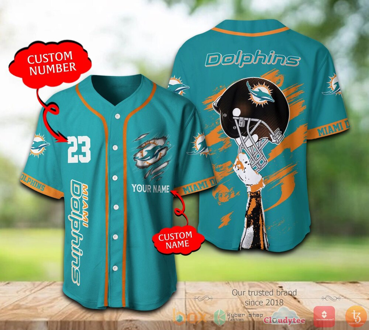 New National Football League Miami Dolphins Personalized Baseball Jersey Shirt