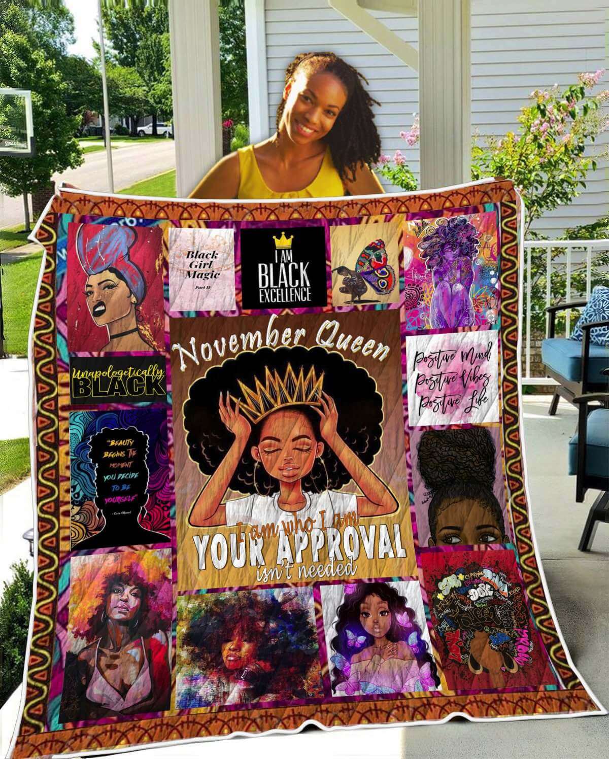 African American Quilt Designs November Black Queen Quilt Pretty Afrocentric Lady Black History Month Gift Idea