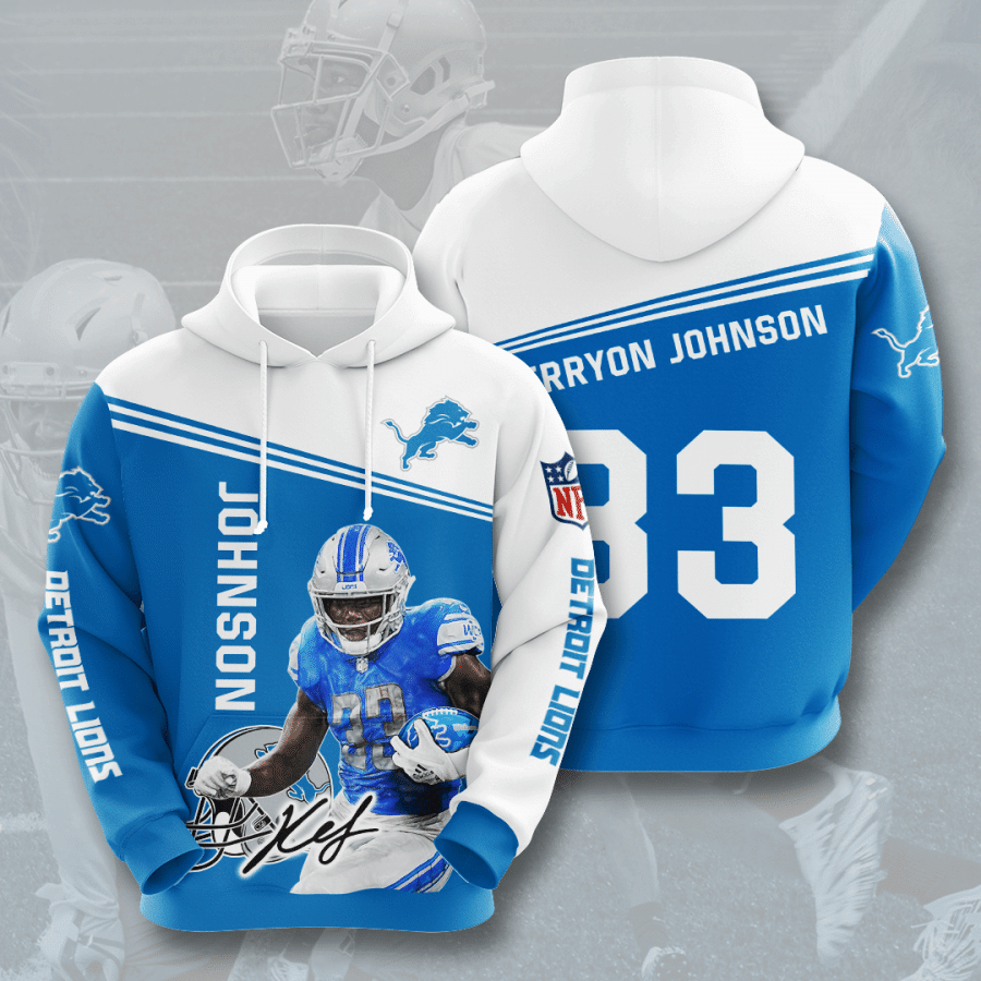 Kerryon Johnson Detroit Lions Johnson Detroit 66 Unisex 3D Hoodie Gift For Fans