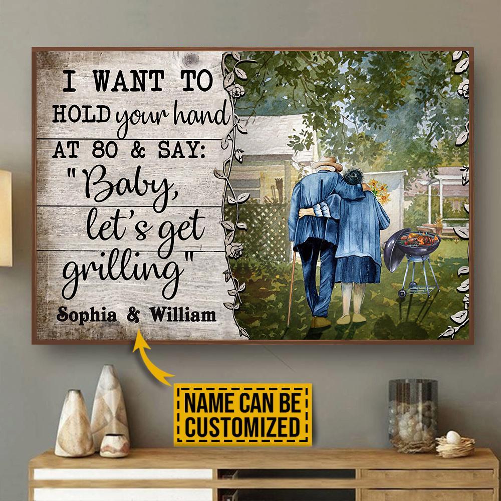 Personalized Grilling Couple I Want To Hold Customized Poster