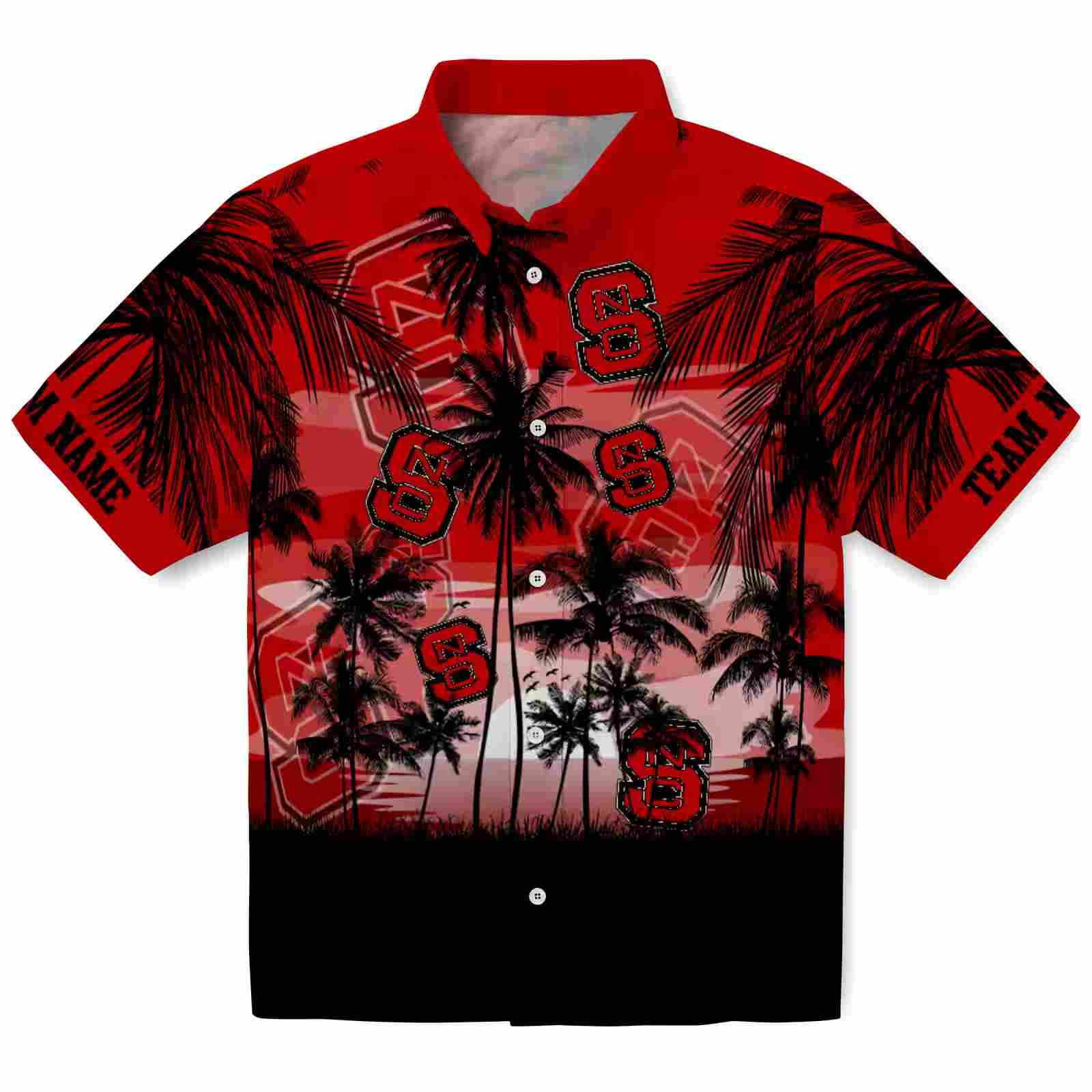 Custom Nc State Wolfpack Sunset Scene Red Black Hawaiian Shirt