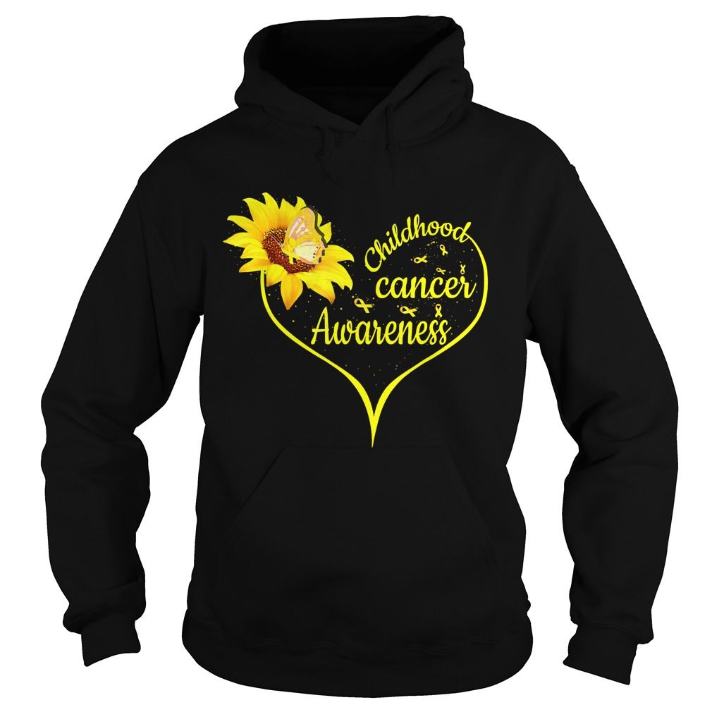 Flower Butterfly Gold Ribbon Childhood Cancer Awareness Shirt