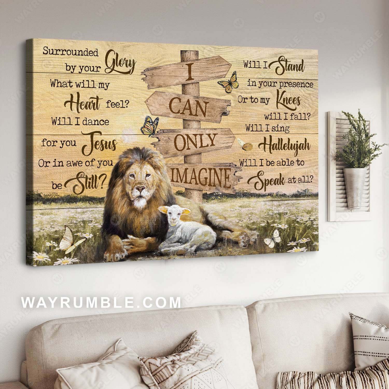 The Lamb Of God, The Lion Of Judah, Daisy Field, I Can Only Imagine – Jesus Landscape Canvas Prints, Christian Wall Art