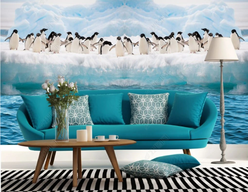 3D Sea Ice Animal Penguin Wall Mural Wallpaper Lqh 259