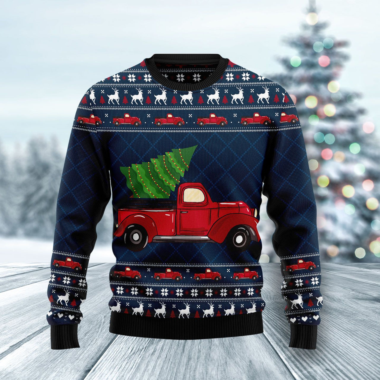 Vintage Red Truck Ugly Christmas Sweater | For Men & Women | Adult | Us1014