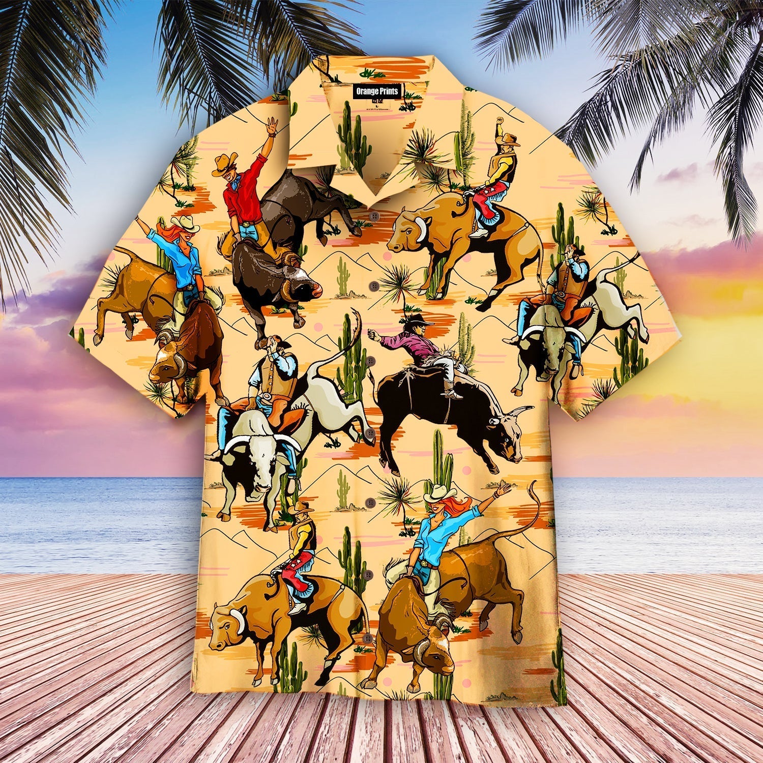 Bull Riding On Desert Aloha Hawaii Shirts For Men Women Ha31720