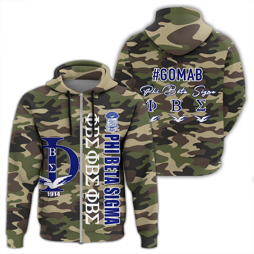 Fraternity Hoodie – Phi Beta Sigma Camouflage Style Zip Hoodie