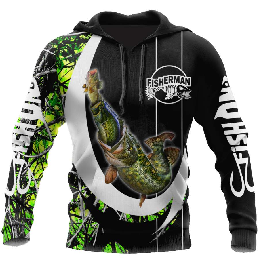 The great fish eats the small Green Camo Hook 3d print shirts