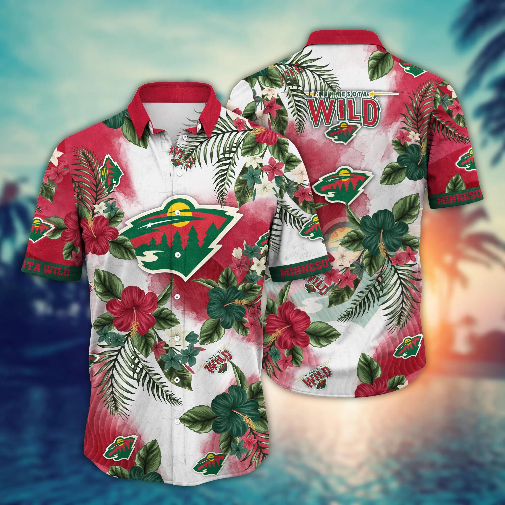 Minnesota Wild Nhl Hawaiian Shirt Evening Strollstime Aloha Shirt