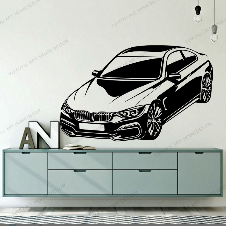 Large BMW Car Wall Sticker Boy Room Nursery Sport Vehicle Auto Wall Decal Bedroom Playroom Viny For Home Living Room Decor rb195 alx