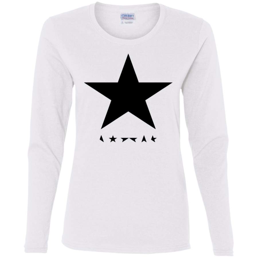 AGR David Bowie Tribute Black Star Ladies’ Cotton LS T-Shirt