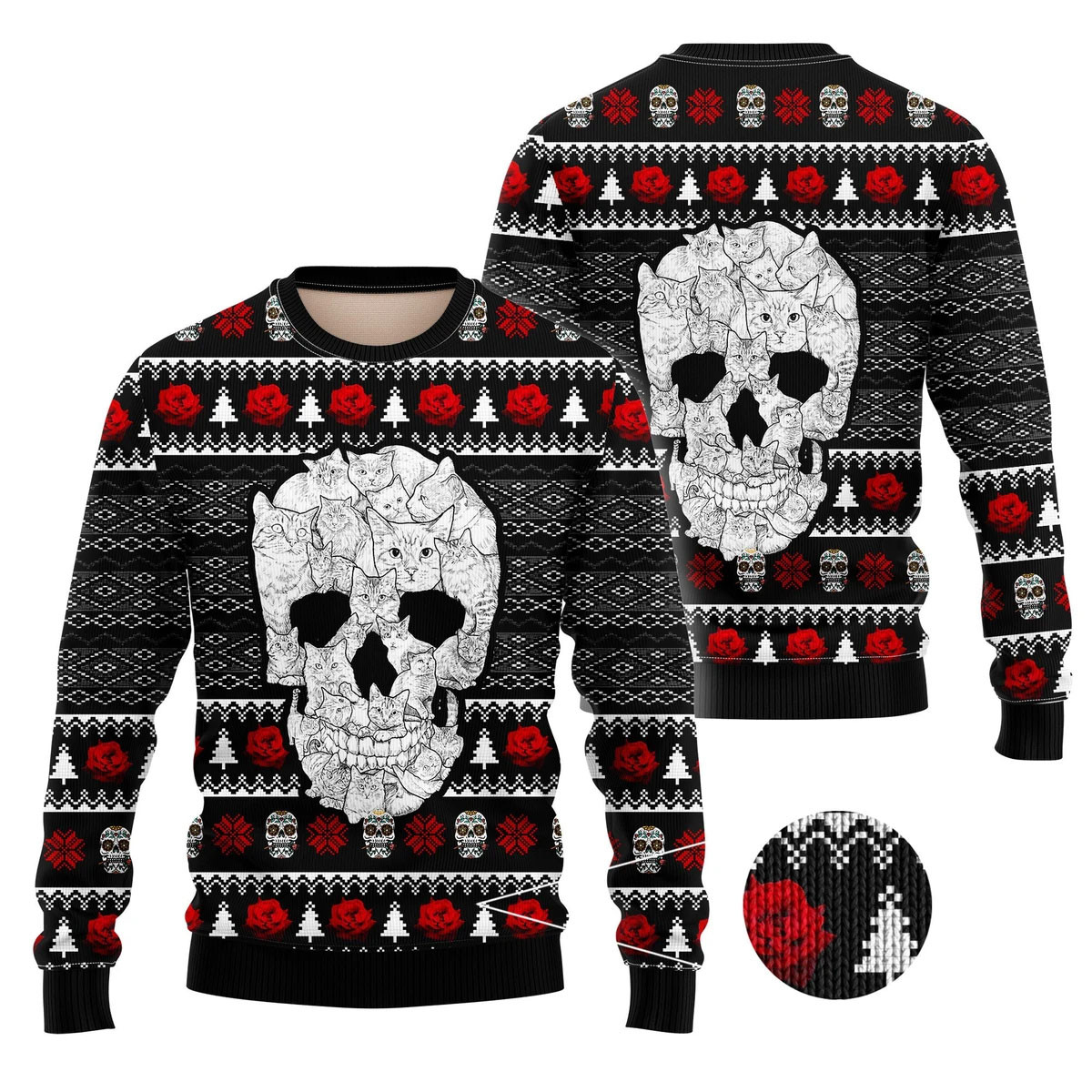 Cat Skull Ugly Christmas Sweater