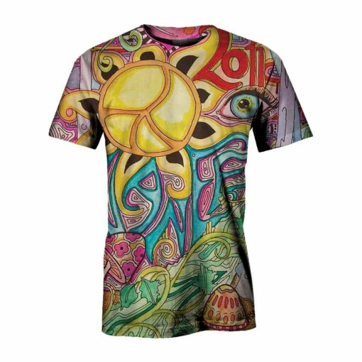 Peace And Love And Hippies 3D All Over Printed Shirts For Men And Women, Gift For Hippie Lover, Hippie Soul